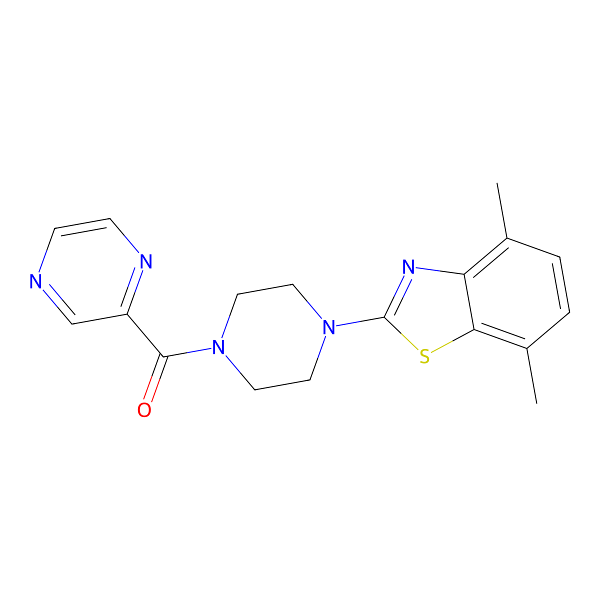 (4-(4,7-Dimethylbenzo[d]thiazol-2-yl)piperazin-1-yl)(pyrazin-2-yl)methanone molecular structure, CAS 1172100-87-6