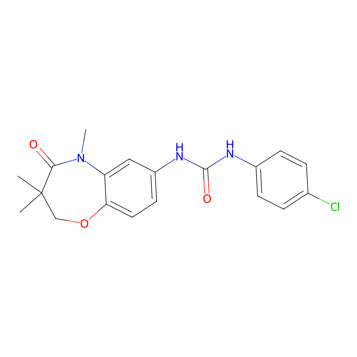 1-(4-Chlorophenyl)-3-(3,3,5-trimethyl-4-oxo-2,3,4,5-tetrahydrobenzo[b][1,4]oxazepin-7-yl)urea molecular structure, CAS 1172101-00-6