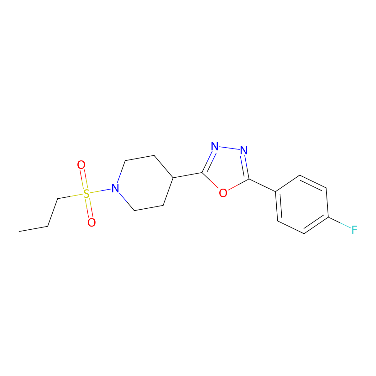 2-(4-Fluorophenyl)-5-(1-(propylsulfonyl)piperidin-4-yl)-1,3,4-oxadiazole molecular structure, CAS 1172101-96-0