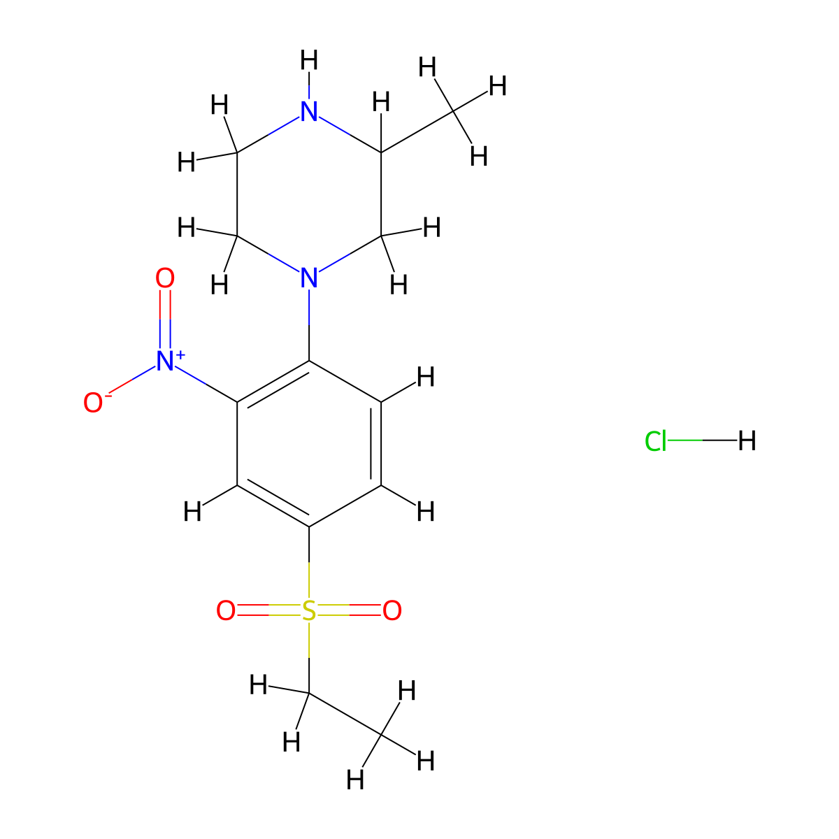 1-[4-(Ethylsulfonyl)-2-nitrophenyl]-3-methylpiperazine hydrochloride molecular structure, CAS 1172106-55-6