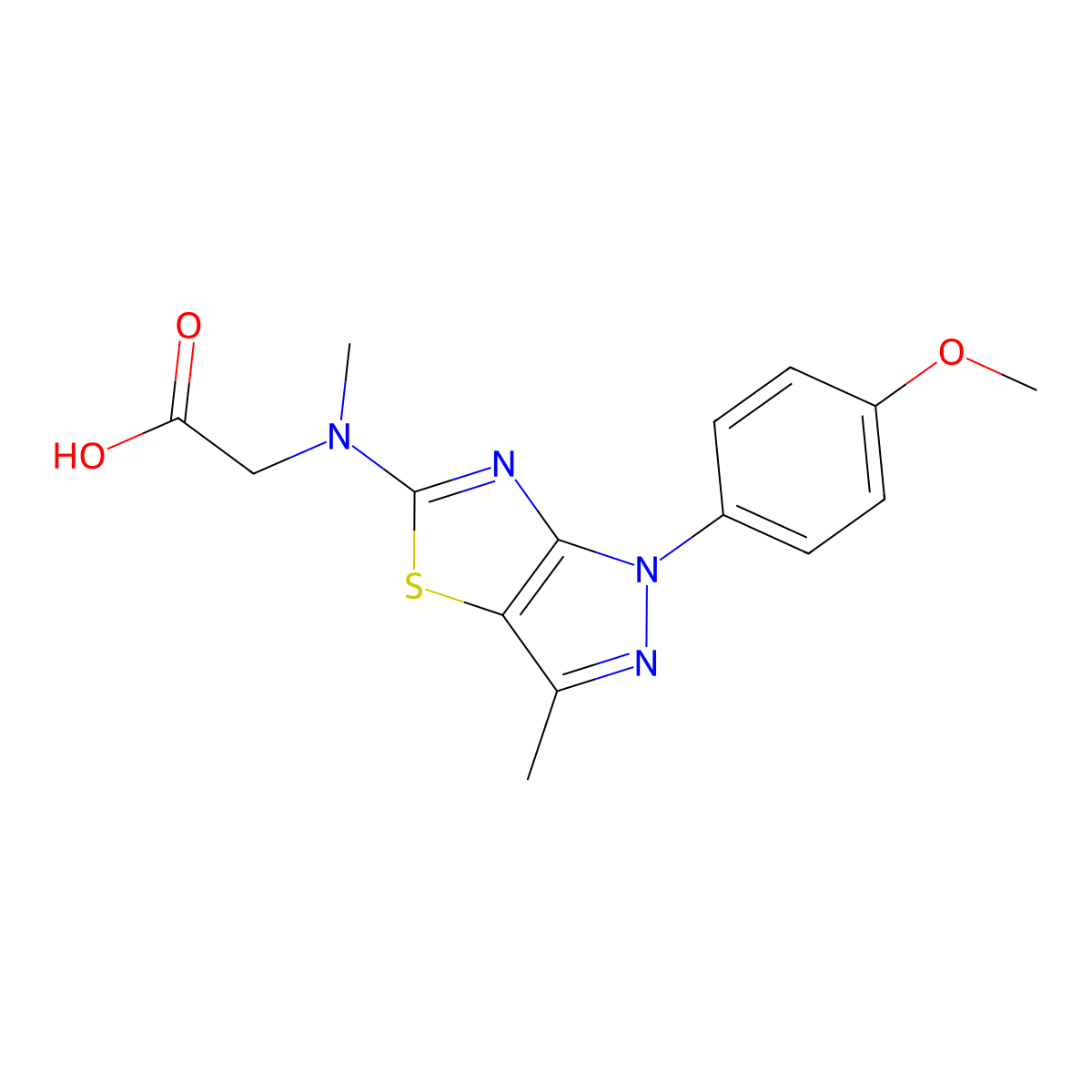 N-[1-(4-Methoxyphenyl)-3-methyl-1H-pyrazolo[3,4-d][1,3]thiazol-5-yl]-N-methylglycine molecular structure, CAS 1172108-70-1