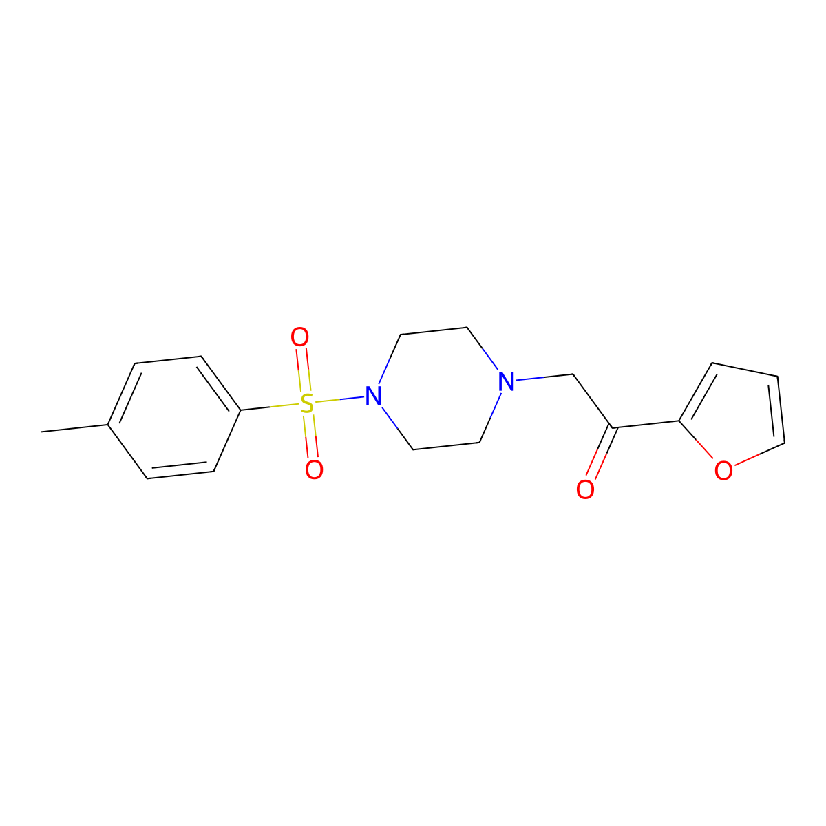 1-(Furan-2-yl)-2-(4-tosylpiperazin-1-yl)ethanone molecular structure, CAS 1172109-53-3