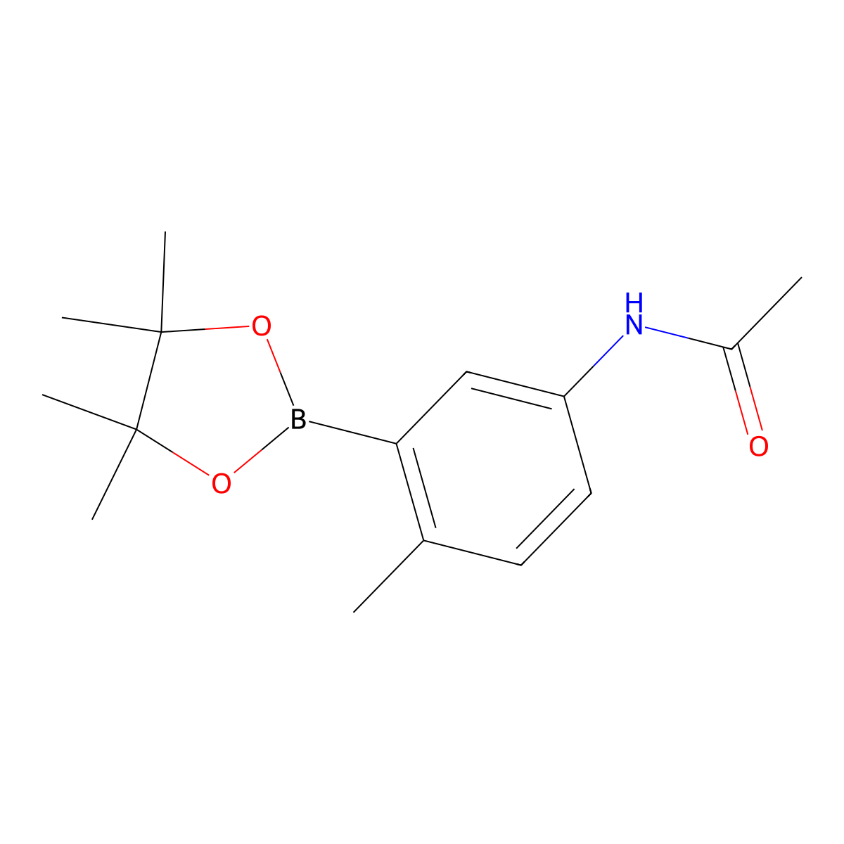 N-(4-methyl-3-(4,4,5,5-tetramethyl-1,3,2-dioxaborolan-2-yl)phenyl)acetamide molecular structure, CAS 1172115-34-2