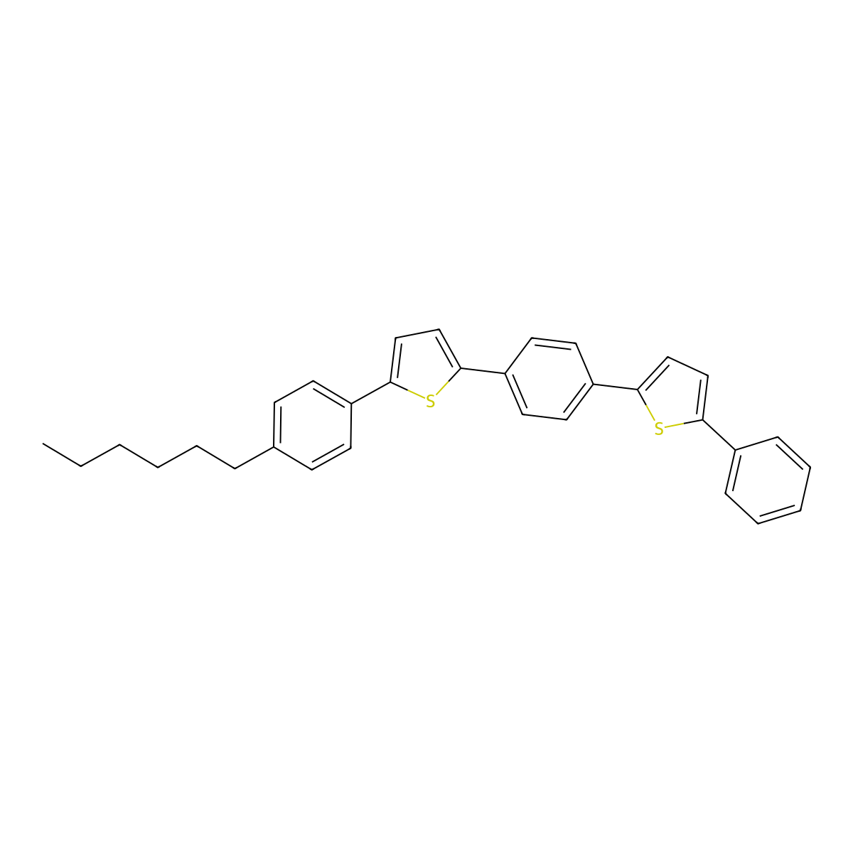 4''-Hexyl-1,4-bis(5-phenyl-2-thienyl)benzene (purified by sublimation) molecular structure, CAS 1172135-81-7