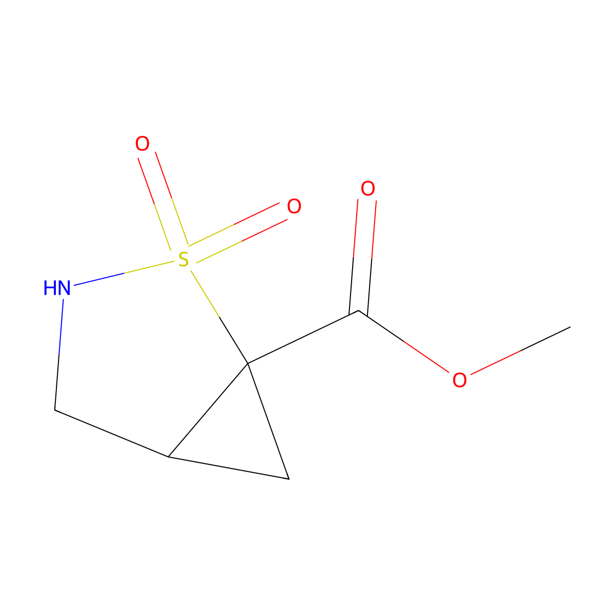 Methyl 2,2-dioxo-2lambda6-thia-3-azabicyclo[3.1.0]hexane-1-carboxylate molecular structure, CAS 1172142-97-0