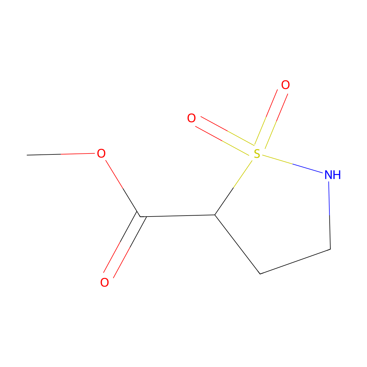 Methyl 1,1-dioxo-1lambda6,2-thiazolidine-5-carboxylate molecular structure, CAS 1172143-00-8