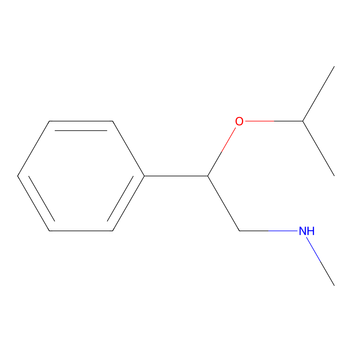 Methyl[2-phenyl-2-(propan-2-yloxy)ethyl]amine molecular structure, CAS 1172226-26-4