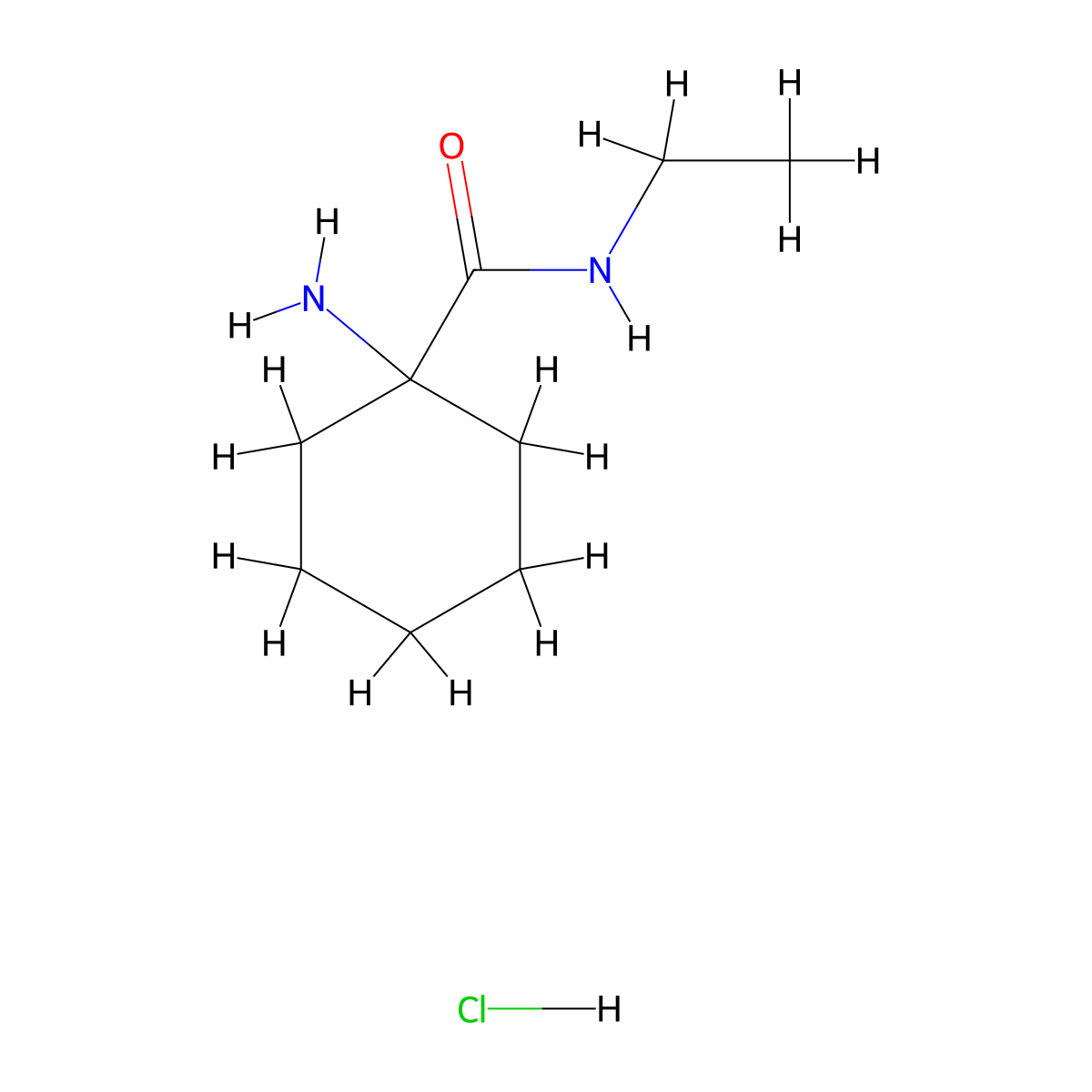1-amino-N-ethylcyclohexane-1-carboxamide hydrochloride molecular structure, CAS 1172228-24-8