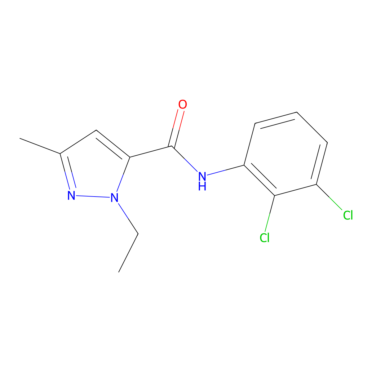 N-(2,3-dichlorophenyl)-1-ethyl-3-methyl-1H-pyrazole-5-carboxamide molecular structure, CAS 1172228-26-0