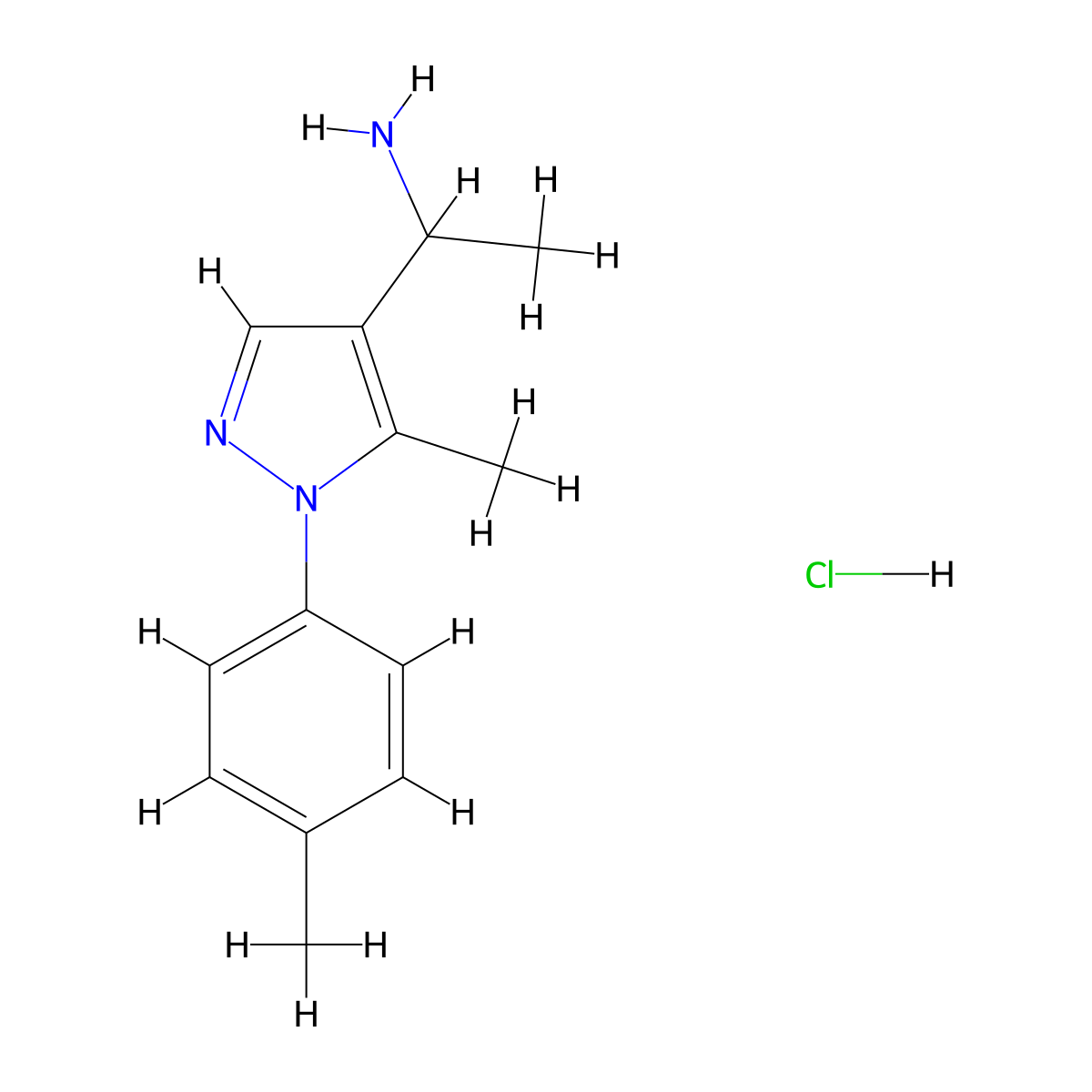 1-[5-methyl-1-(4-methylphenyl)-1H-pyrazol-4-yl]ethanamine hydrochloride molecular structure, CAS 1172228-55-5