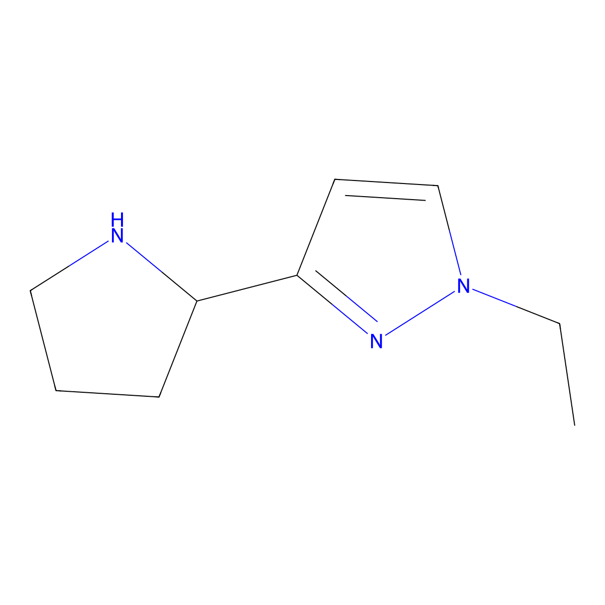 1-ethyl-3-(pyrrolidin-2-yl)-1H-pyrazole molecular structure, CAS 1172228-66-8