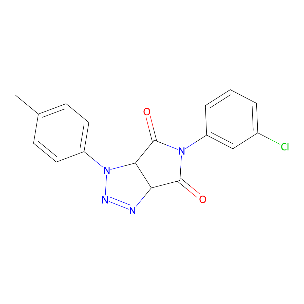 5-(3-chlorophenyl)-1-(p-tolyl)-1,6a-dihydropyrrolo[3,4-d][1,2,3]triazole-4,6(3aH,5H)-dione molecular structure, CAS 1172229-00-3