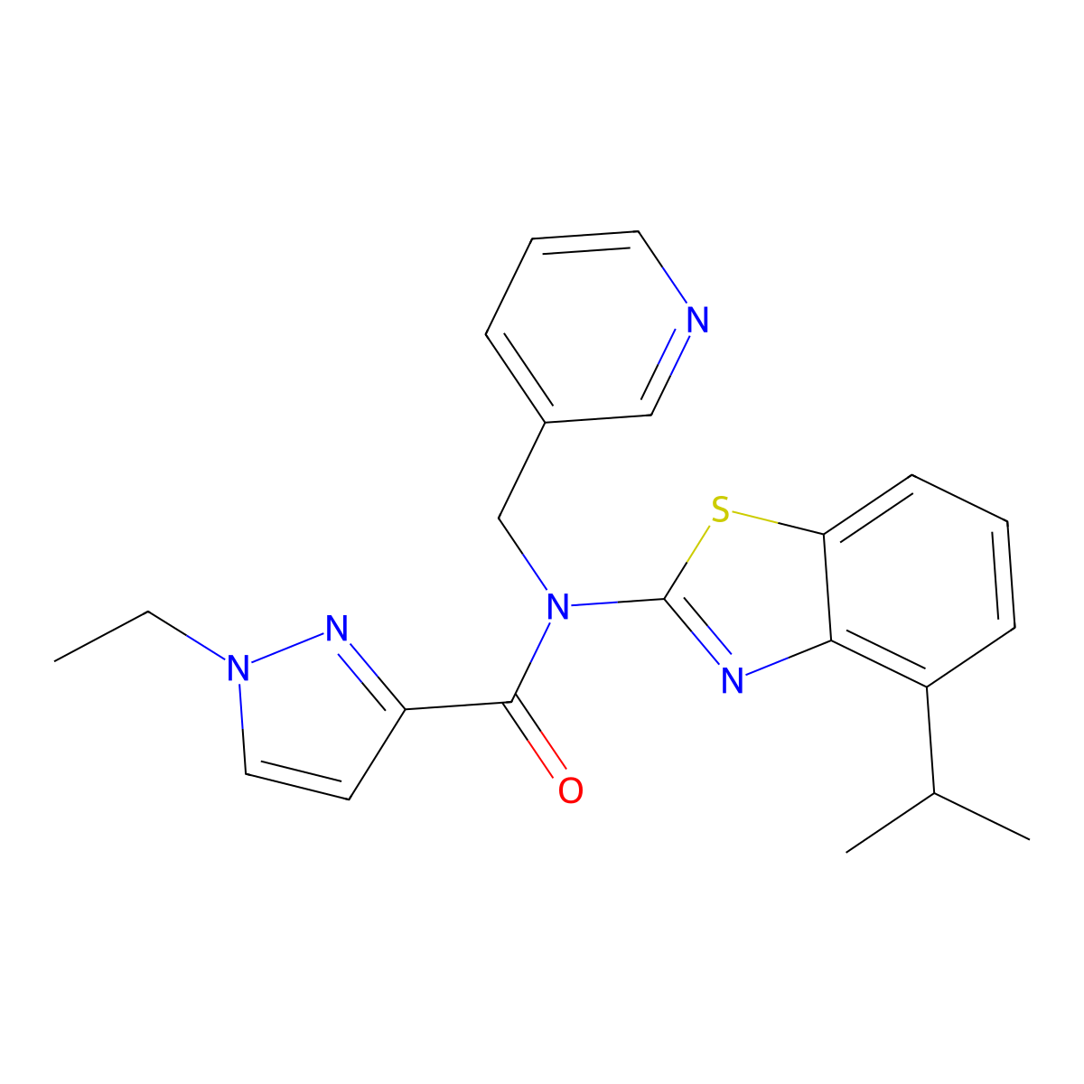1-ethyl-N-(4-isopropylbenzo[d]thiazol-2-yl)-N-(pyridin-3-ylmethyl)-1H-pyrazole-3-carboxamide molecular structure, CAS 1172230-76-0