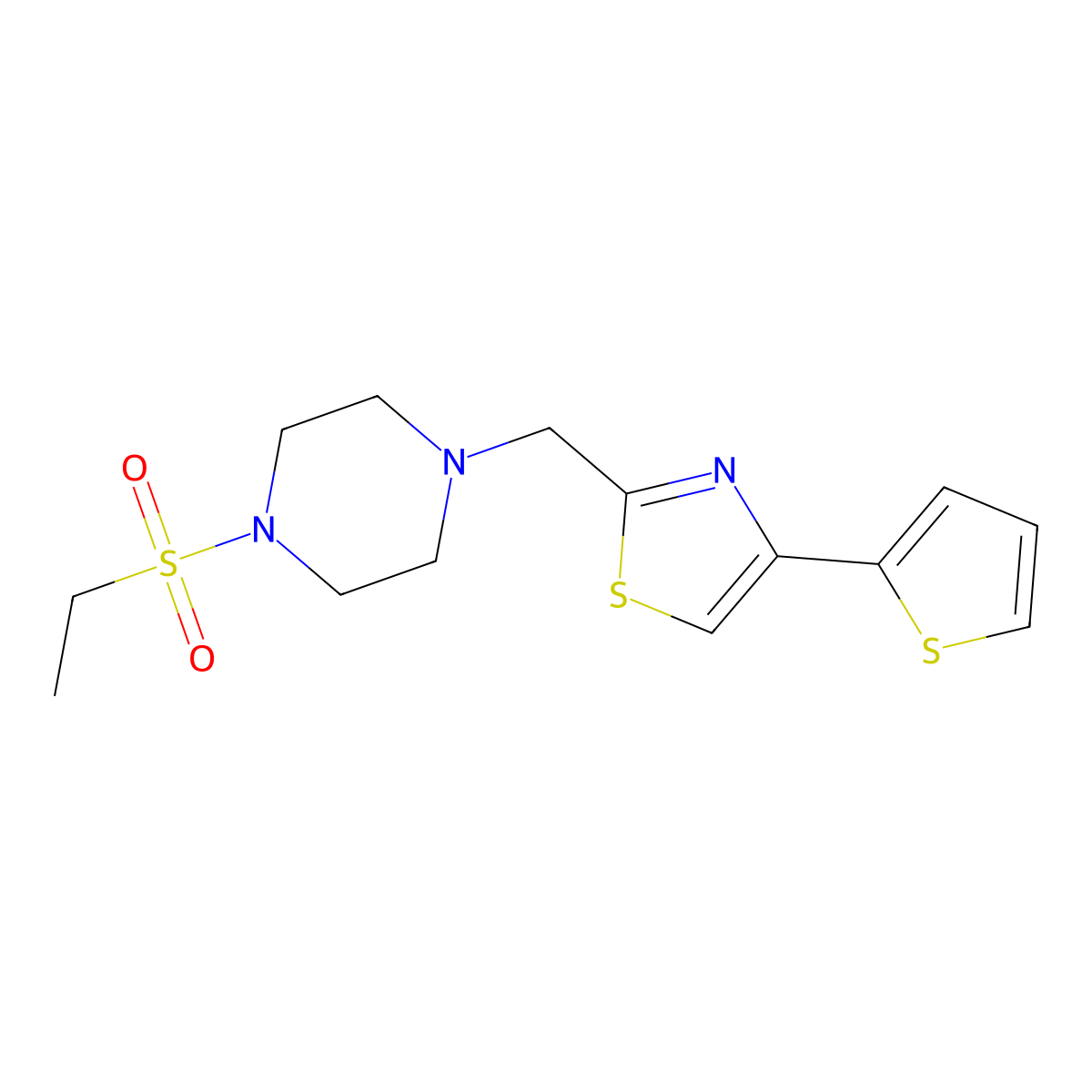 2-((4-(Ethylsulfonyl)piperazin-1-yl)methyl)-4-(thiophen-2-yl)thiazole molecular structure, CAS 1172231-18-3