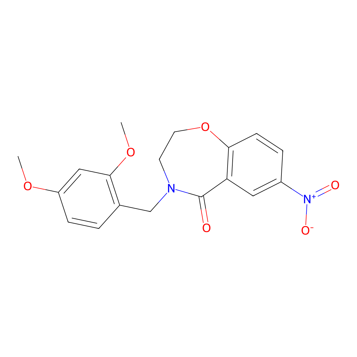 4-(2,4-dimethoxybenzyl)-7-nitro-3,4-dihydrobenzo[f][1,4]oxazepin-5(2H)-one molecular structure, CAS 1172231-44-5