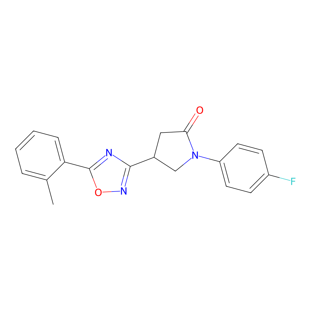 1-(4-Fluorophenyl)-4-[5-(2-methylphenyl)-1,2,4-oxadiazol-3-yl]pyrrolidin-2-one molecular structure, CAS 1172233-44-1