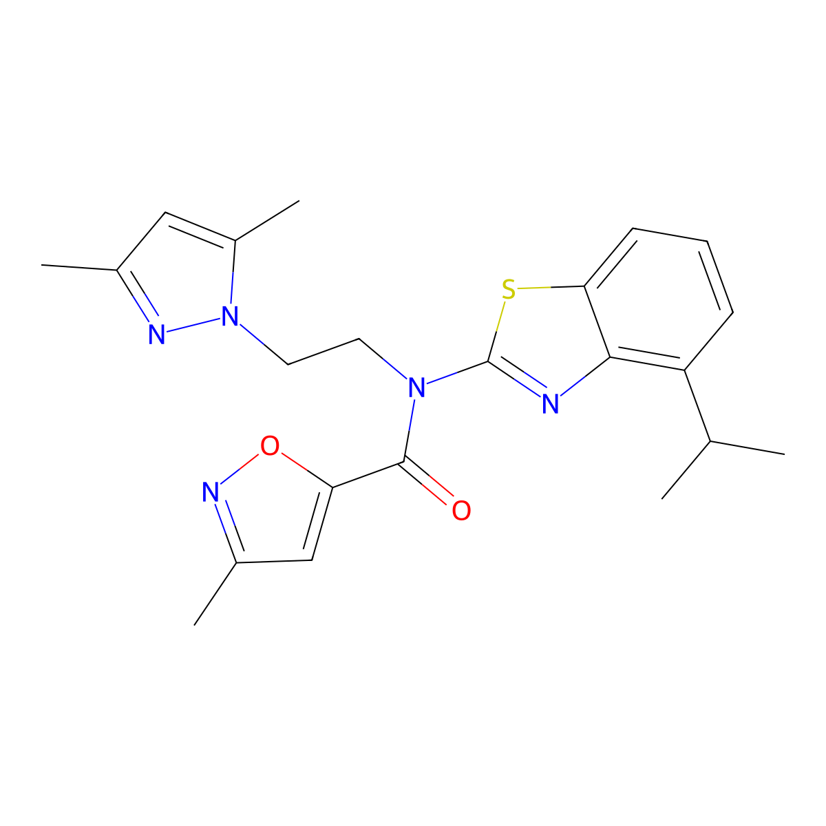 N-(2-(3,5-dimethyl-1H-pyrazol-1-yl)ethyl)-N-(4-isopropylbenzo[d]thiazol-2-yl)-3-methylisoxazole-5-carboxamide molecular structure, CAS 1172233-89-4