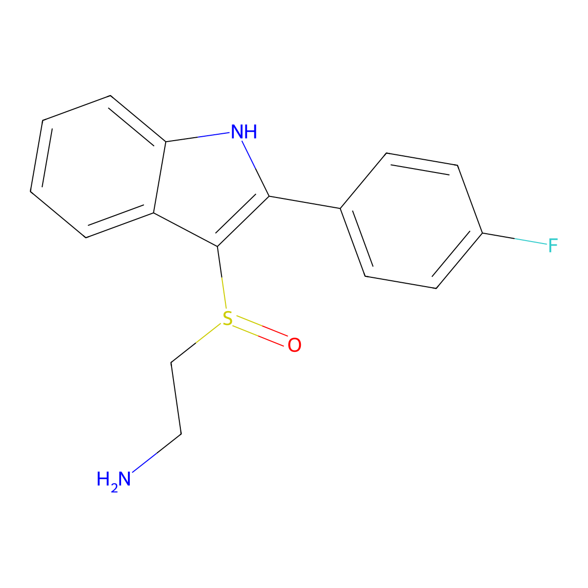 2-((2-(4-fluorophenyl)-1H-indol-3-yl)sulfinyl)ethanamine molecular structure, CAS 1172234-06-8