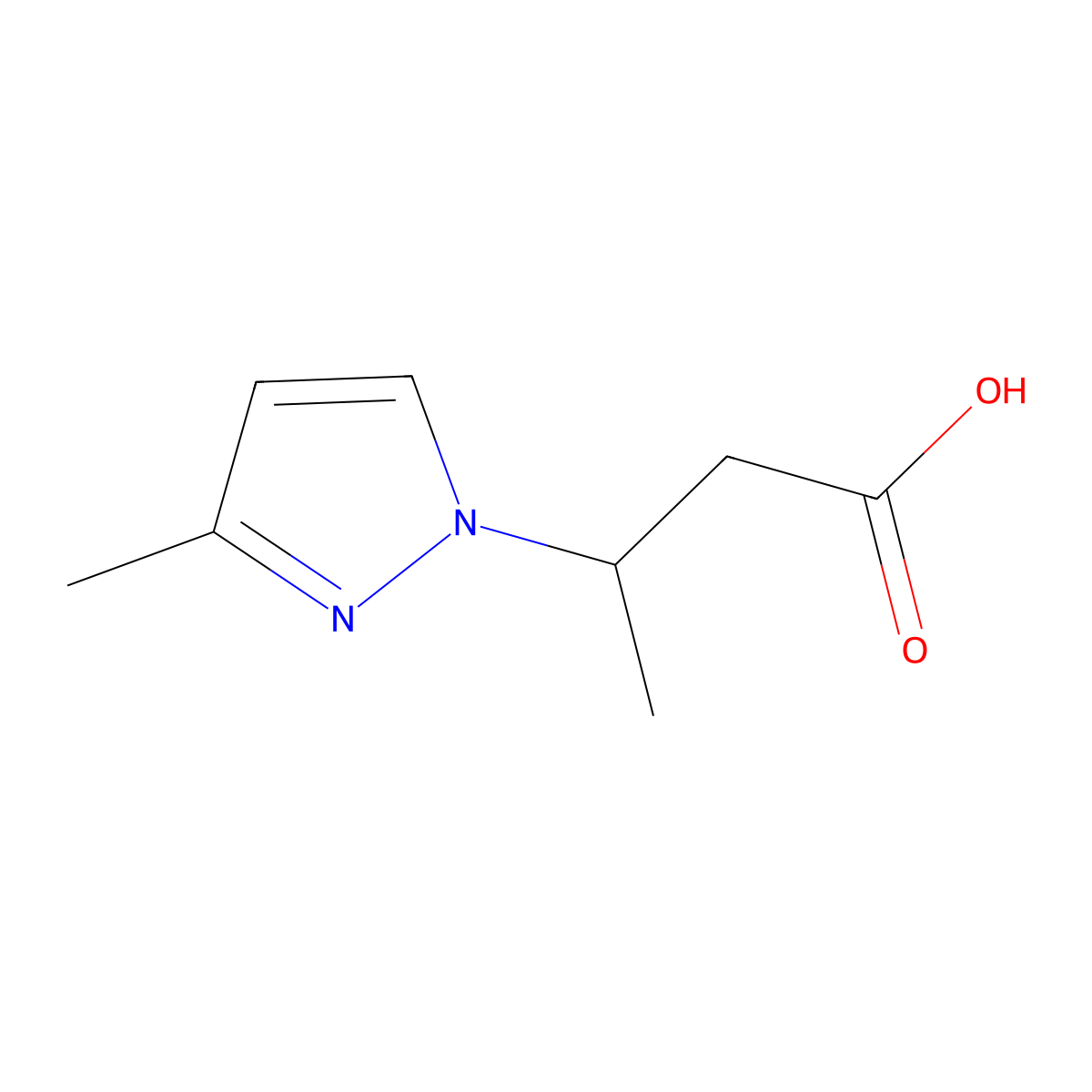 3-(3-methyl-1H-pyrazol-1-yl)butanoic acid molecular structure, CAS 1172234-67-1
