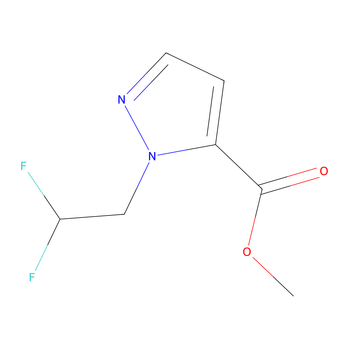 methyl 1-(2,2-difluoroethyl)-1H-pyrazole-5-carboxylate molecular structure, CAS 1172234-95-5
