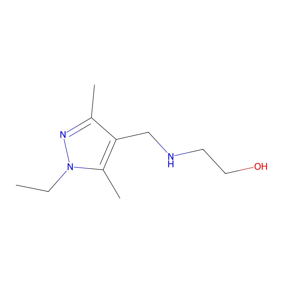 2-{[(1-ethyl-3,5-dimethyl-1H-pyrazol-4-yl)methyl]amino}ethanol molecular structure, CAS 1172239-19-8