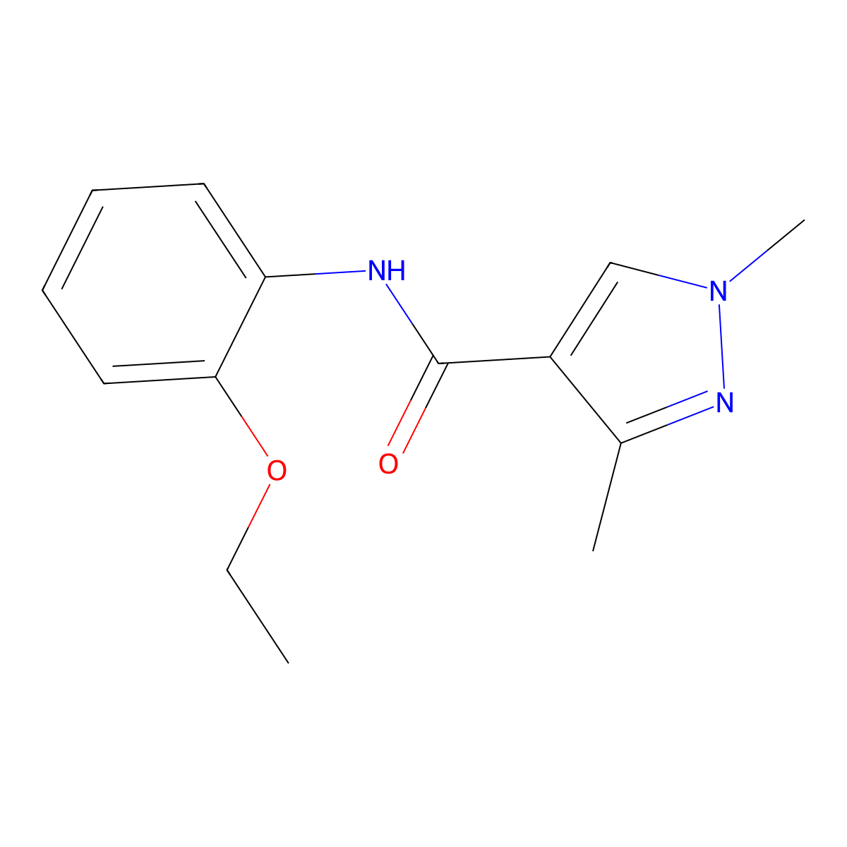 N-(2-ethoxyphenyl)-1,3-dimethyl-1H-pyrazole-4-carboxamide molecular structure, CAS 1172240-83-3
