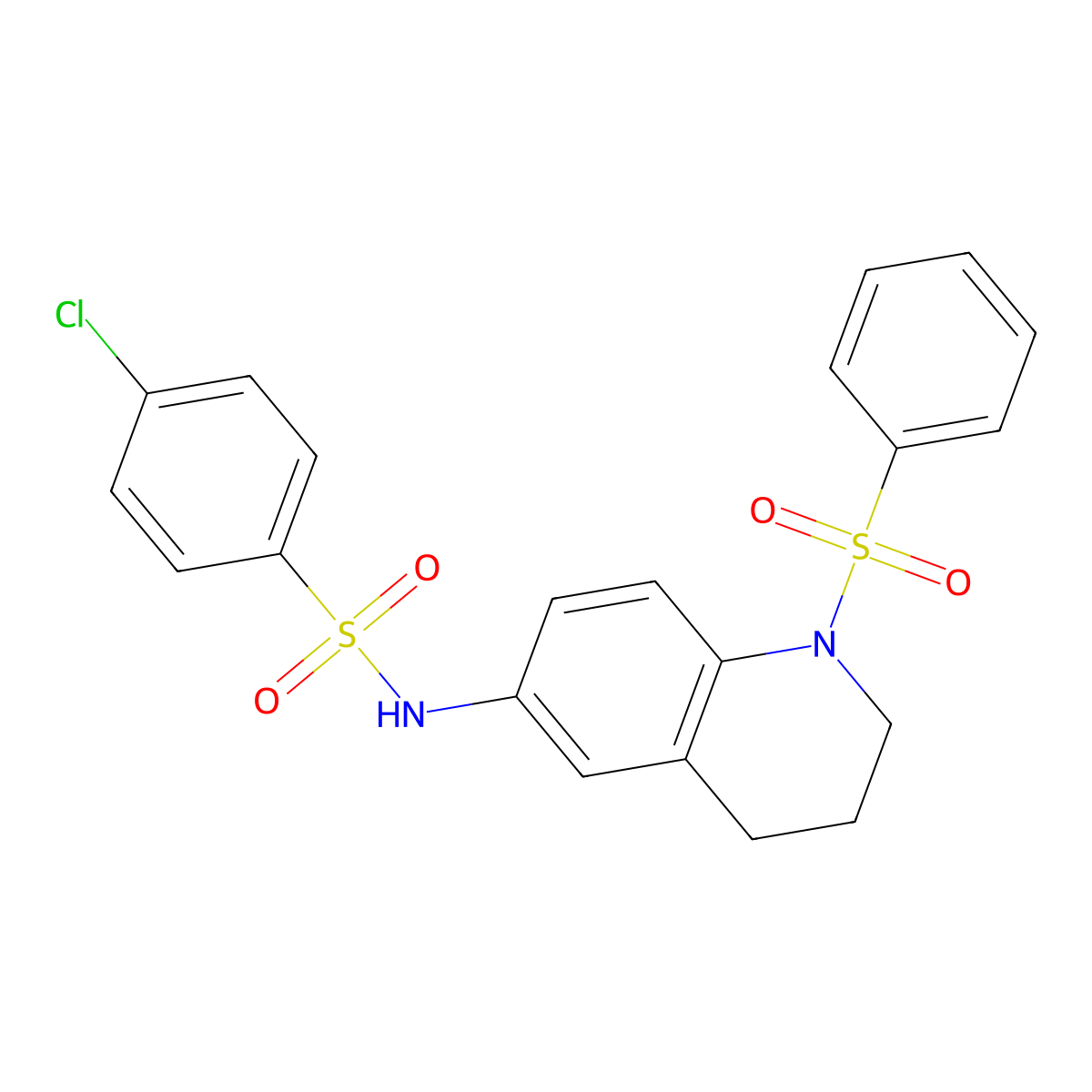 4-chloro-N-(1-(phenylsulfonyl)-1,2,3,4-tetrahydroquinolin-6-yl)benzenesulfonamide molecular structure, CAS 1172240-95-7