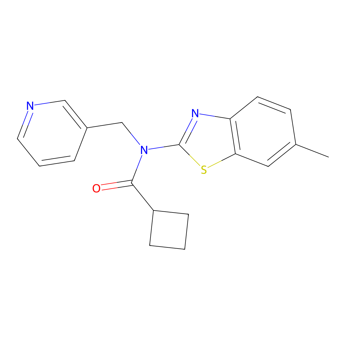 N-(6-methylbenzo[d]thiazol-2-yl)-N-(pyridin-3-ylmethyl)cyclobutanecarboxamide molecular structure, CAS 1172244-54-0