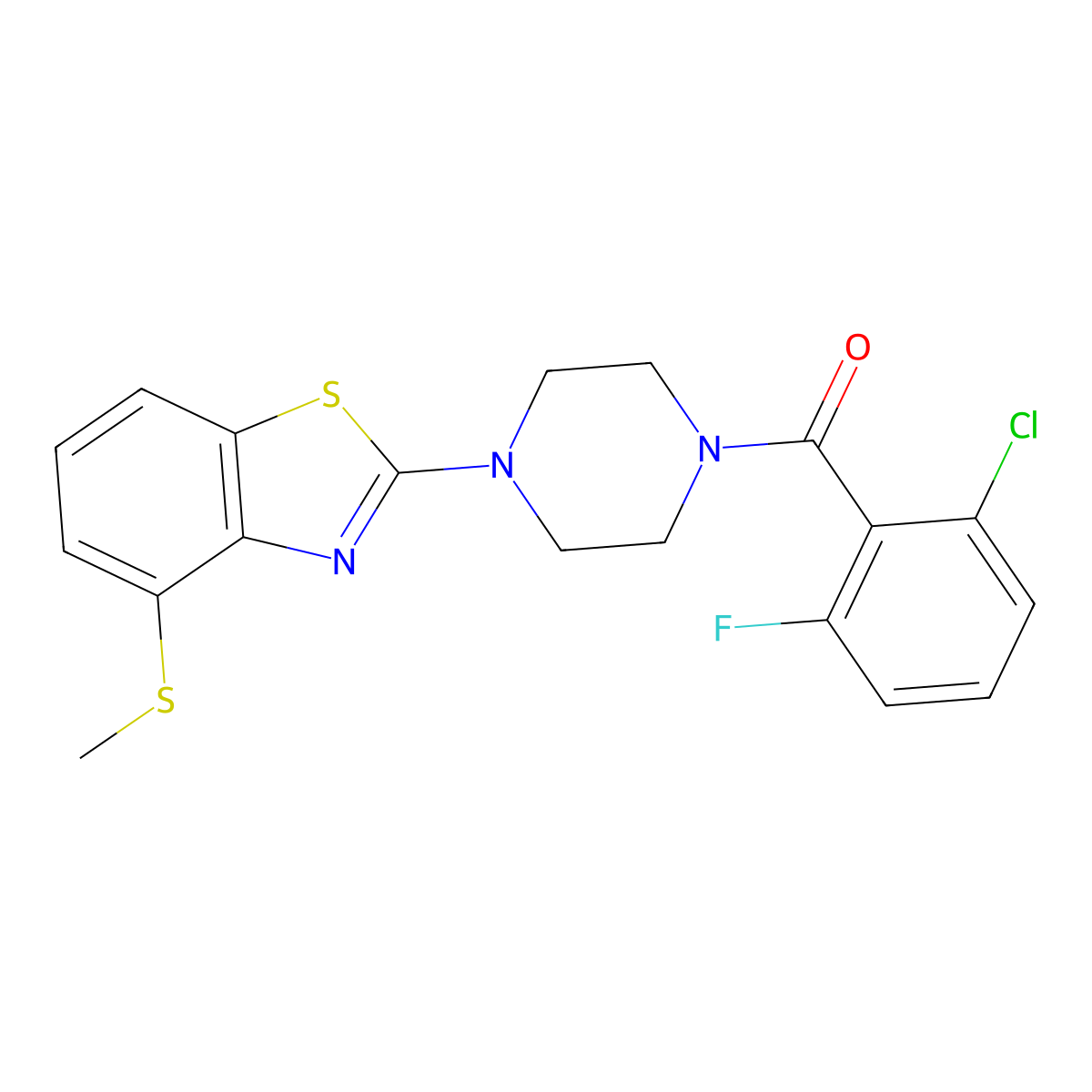 (2-Chloro-6-fluorophenyl)(4-(4-(methylthio)benzo[d]thiazol-2-yl)piperazin-1-yl)methanone molecular structure, CAS 1172248-60-0