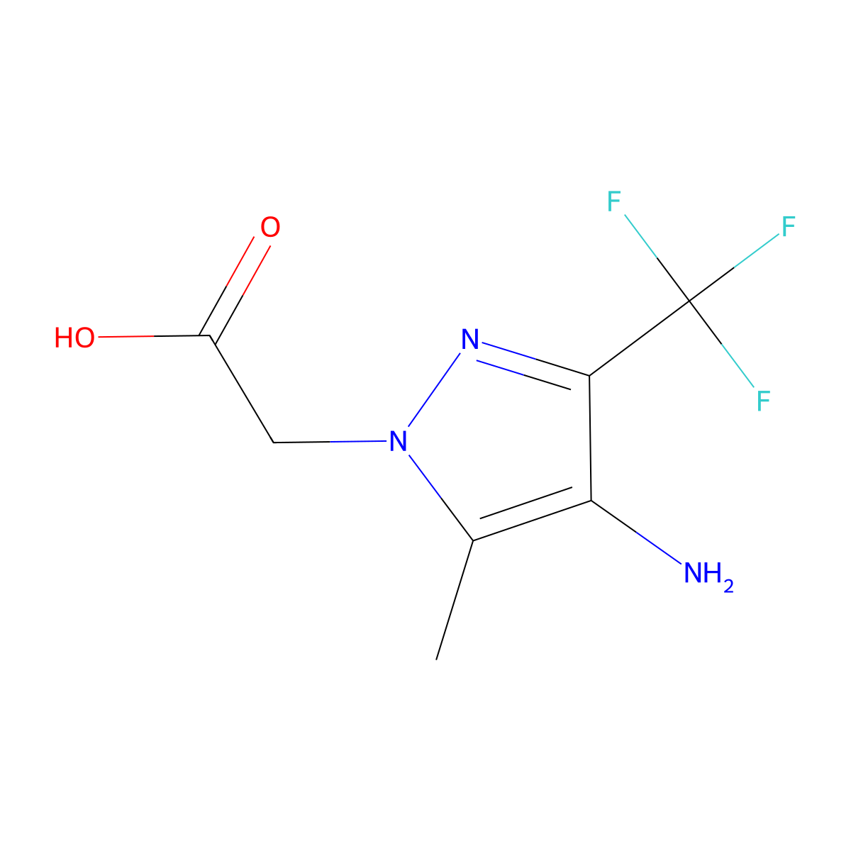 2-(4-Amino-5-methyl-3-(trifluoromethyl)-1H-pyrazol-1-yl)acetic acid molecular structure, CAS 1172248-92-8