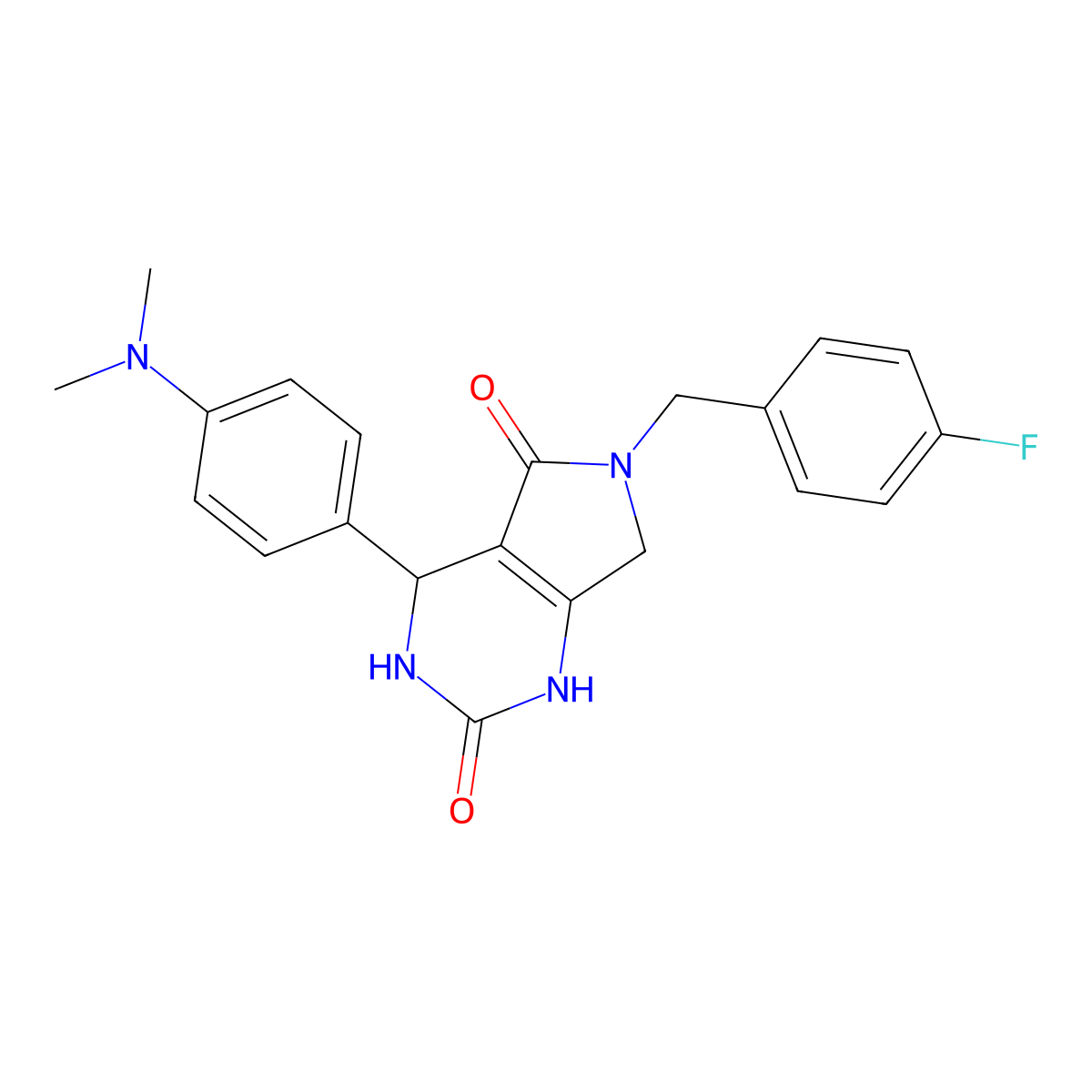 4-(4-(dimethylamino)phenyl)-6-(4-fluorobenzyl)-3,4,6,7-tetrahydro-1H-pyrrolo[3,4-d]pyrimidine-2,5-dione molecular structure, CAS 1172249-33-0