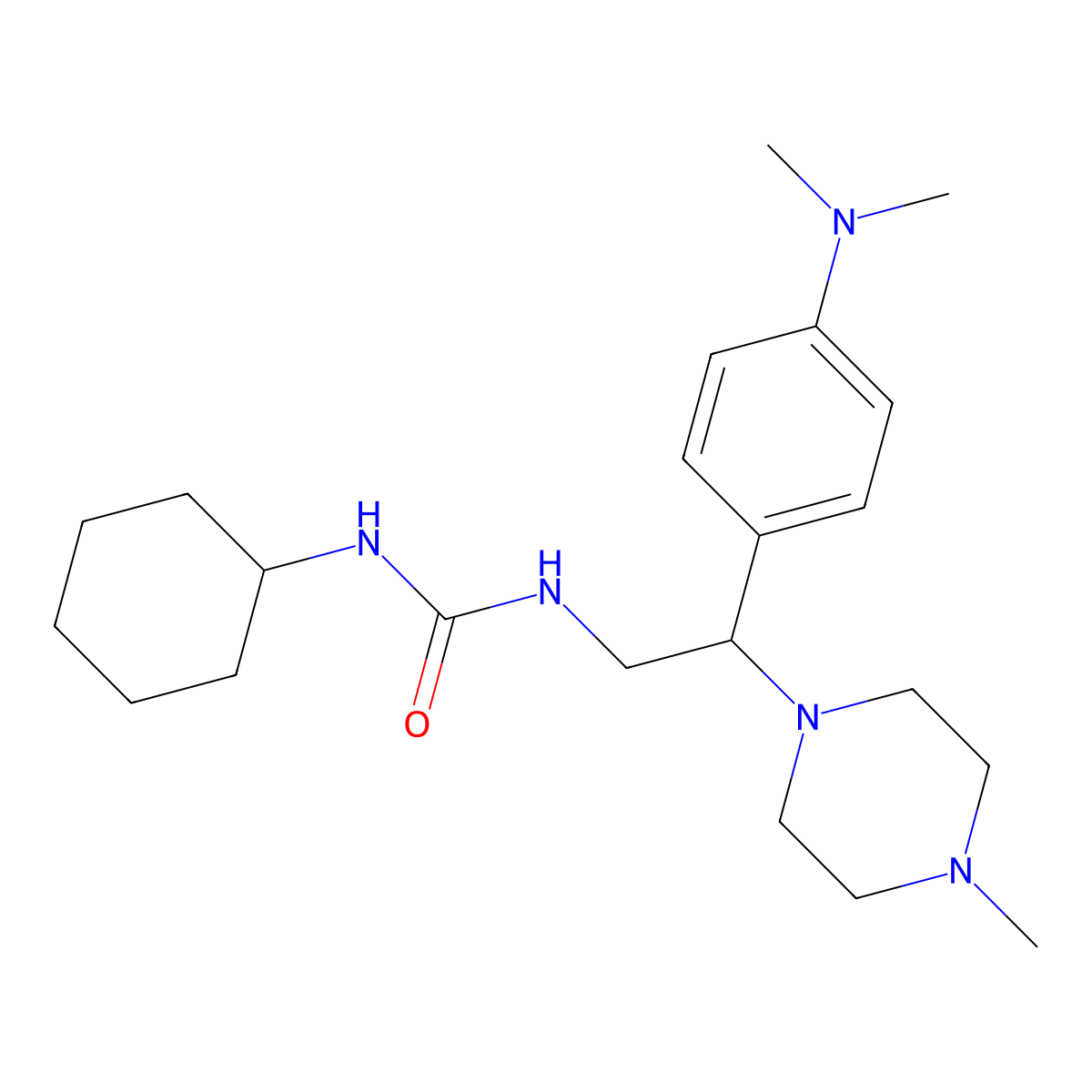 1-Cyclohexyl-3-{2-[4-(dimethylamino)phenyl]-2-(4-methylpiperazin-1-yl)ethyl}urea molecular structure, CAS 1172250-19-9