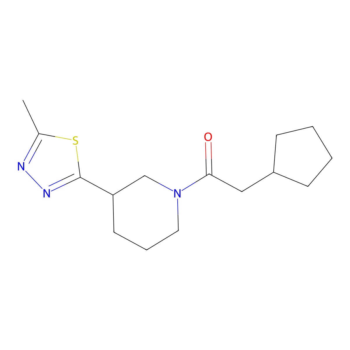 2-Cyclopentyl-1-(3-(5-methyl-1,3,4-thiadiazol-2-yl)piperidin-1-yl)ethanone molecular structure, CAS 1172252-29-7