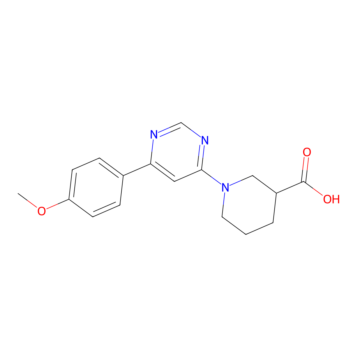 1-(6-(4-Methoxyphenyl)pyrimidin-4-yl)piperidine-3-carboxylic acid molecular structure, CAS 1172252-48-0