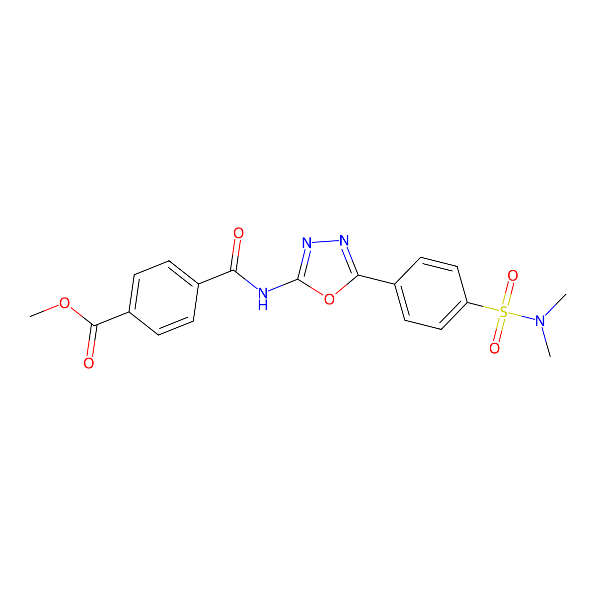 methyl 4-((5-(4-(N,N-dimethylsulfamoyl)phenyl)-1,3,4-oxadiazol-2-yl)carbamoyl)benzoate molecular structure, CAS 1172252-81-1