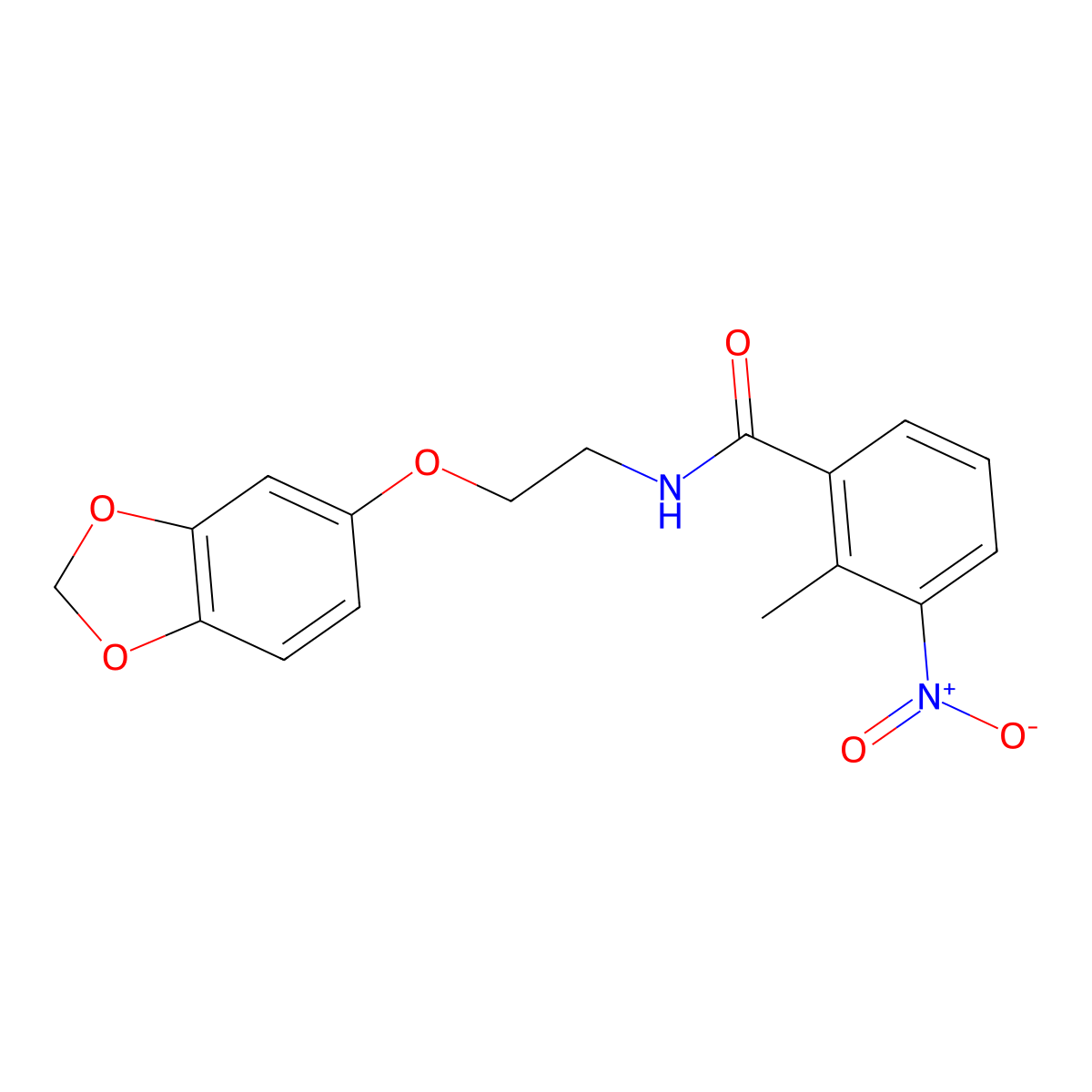 N-(2-(benzo[d][1,3]dioxol-5-yloxy)ethyl)-2-methyl-3-nitrobenzamide molecular structure, CAS 1172253-87-0