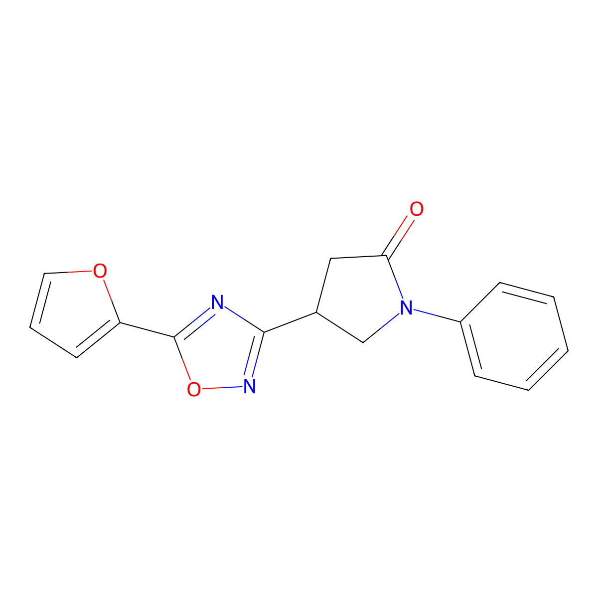 4-(5-(Furan-2-yl)-1,2,4-oxadiazol-3-yl)-1-phenylpyrrolidin-2-one molecular structure, CAS 1172257-66-7