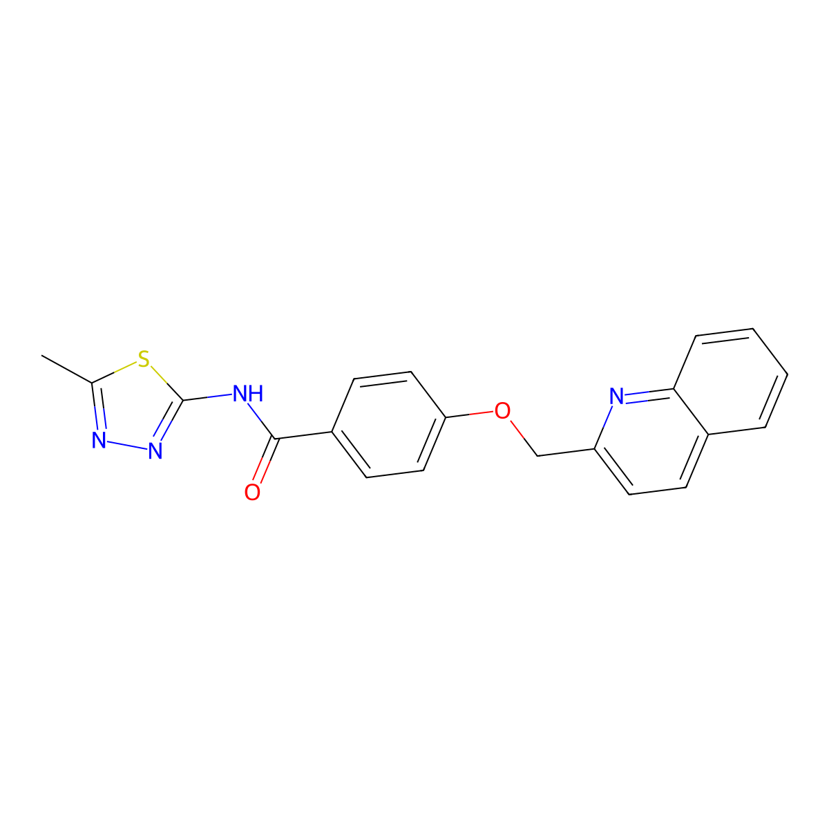 N-(5-methyl-1,3,4-thiadiazol-2-yl)-4-(quinolin-2-ylmethoxy)benzamide molecular structure, CAS 1172257-82-7