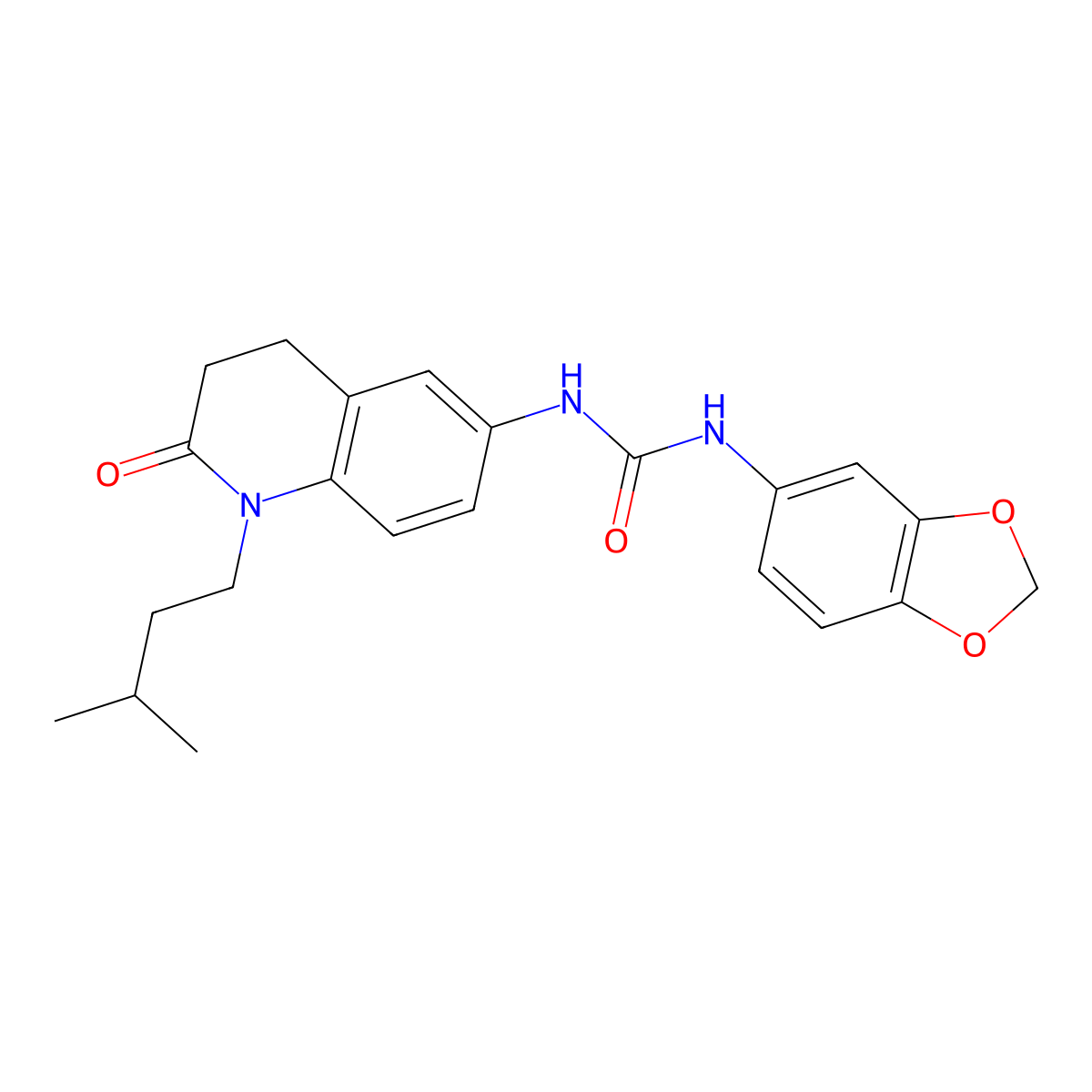 1-(Benzo[d][1,3]dioxol-5-yl)-3-(1-isopentyl-2-oxo-1,2,3,4-tetrahydroquinolin-6-yl)urea molecular structure, CAS 1172258-23-9