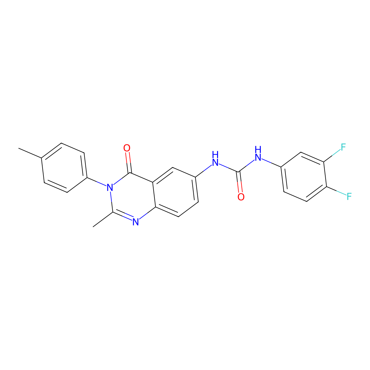 1-(3,4-Difluorophenyl)-3-(2-methyl-4-oxo-3-(p-tolyl)-3,4-dihydroquinazolin-6-yl)urea molecular structure, CAS 1172258-90-0