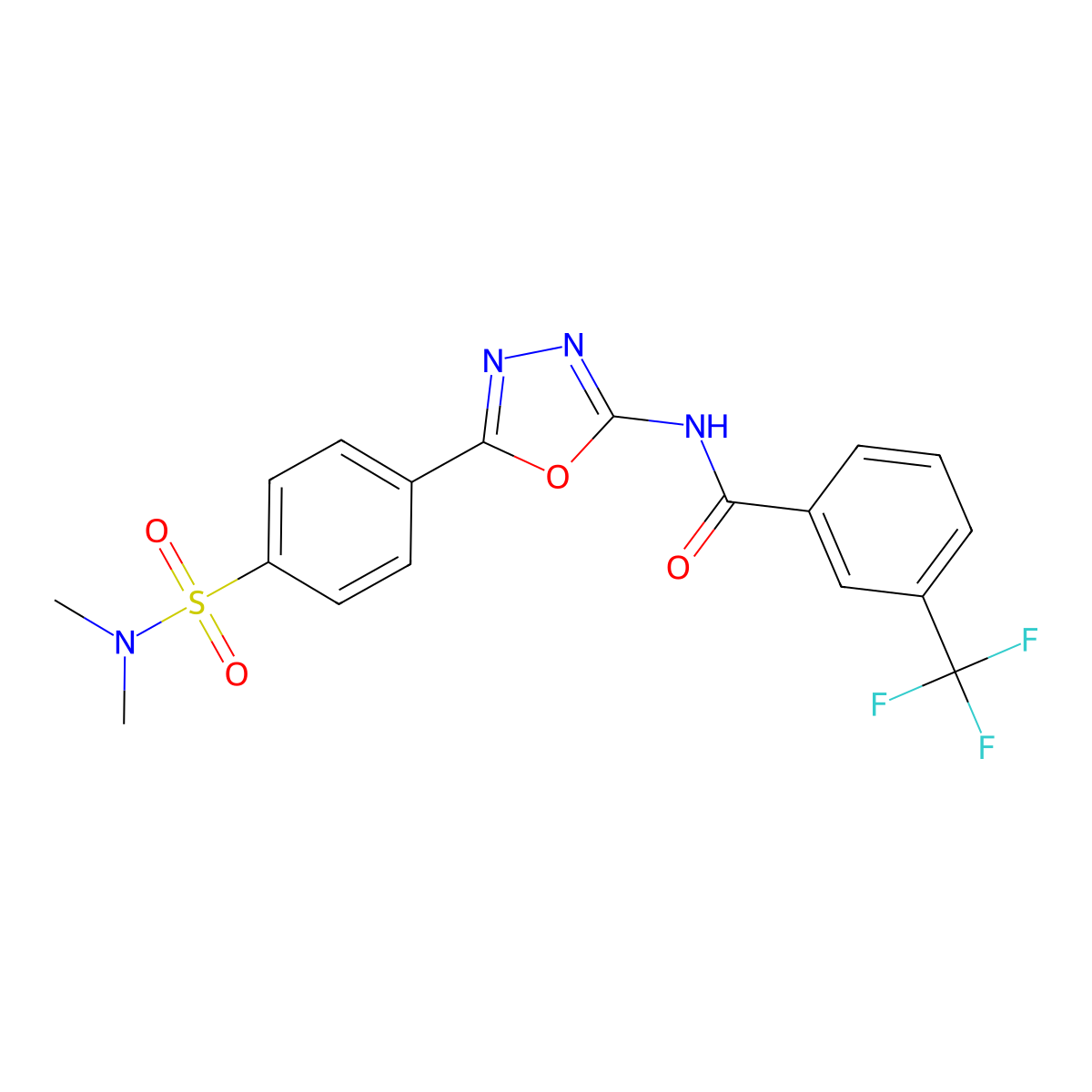 N-(5-(4-(N,N-dimethylsulfamoyl)phenyl)-1,3,4-oxadiazol-2-yl)-3-(trifluoromethyl)benzamide molecular structure, CAS 1172260-06-8
