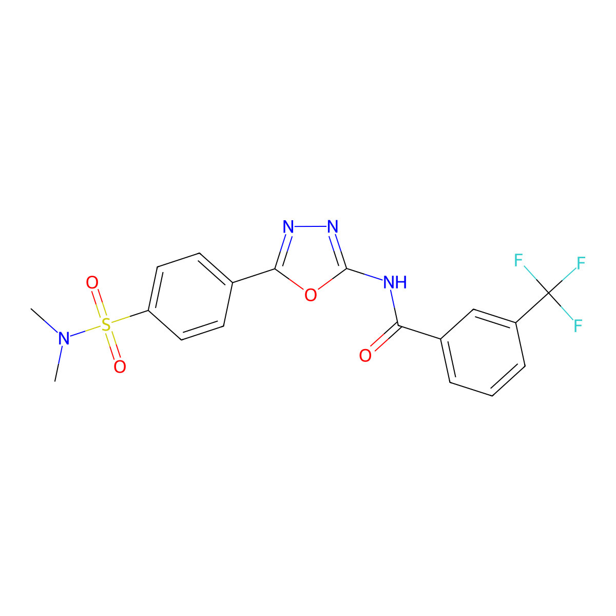 N-(5-(4-(N,N-dimethylsulfamoyl)phenyl)-1,3,4-oxadiazol-2-yl)-3-(trifluoromethyl)benzamide molecular structure, CAS 1172260-06-8