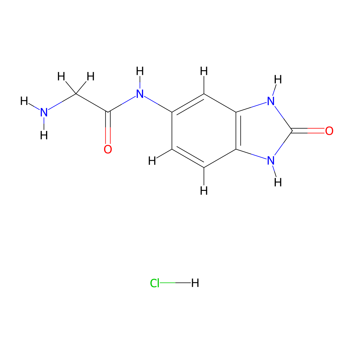 2-amino-N-(2-oxo-2,3-dihydro-1H-1,3-benzodiazol-5-yl)acetamide hydrochloride molecular structure, CAS 1172261-79-8