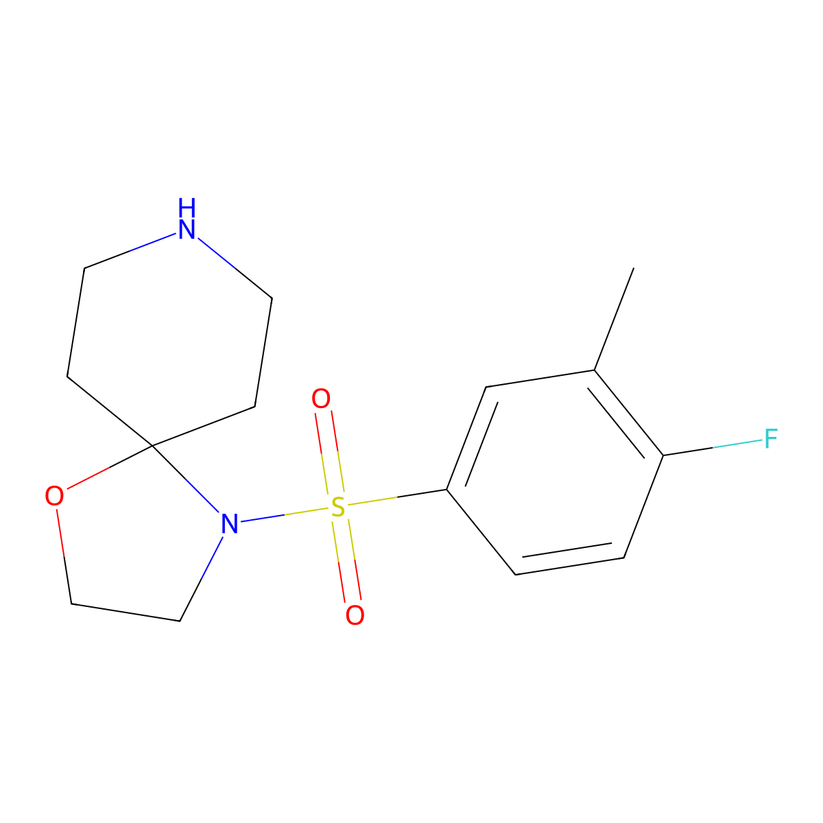 4-((4-Fluoro-3-methylphenyl)sulfonyl)-1-oxa-4,8-diazaspiro[4.5]decane molecular structure, CAS 1172262-16-6
