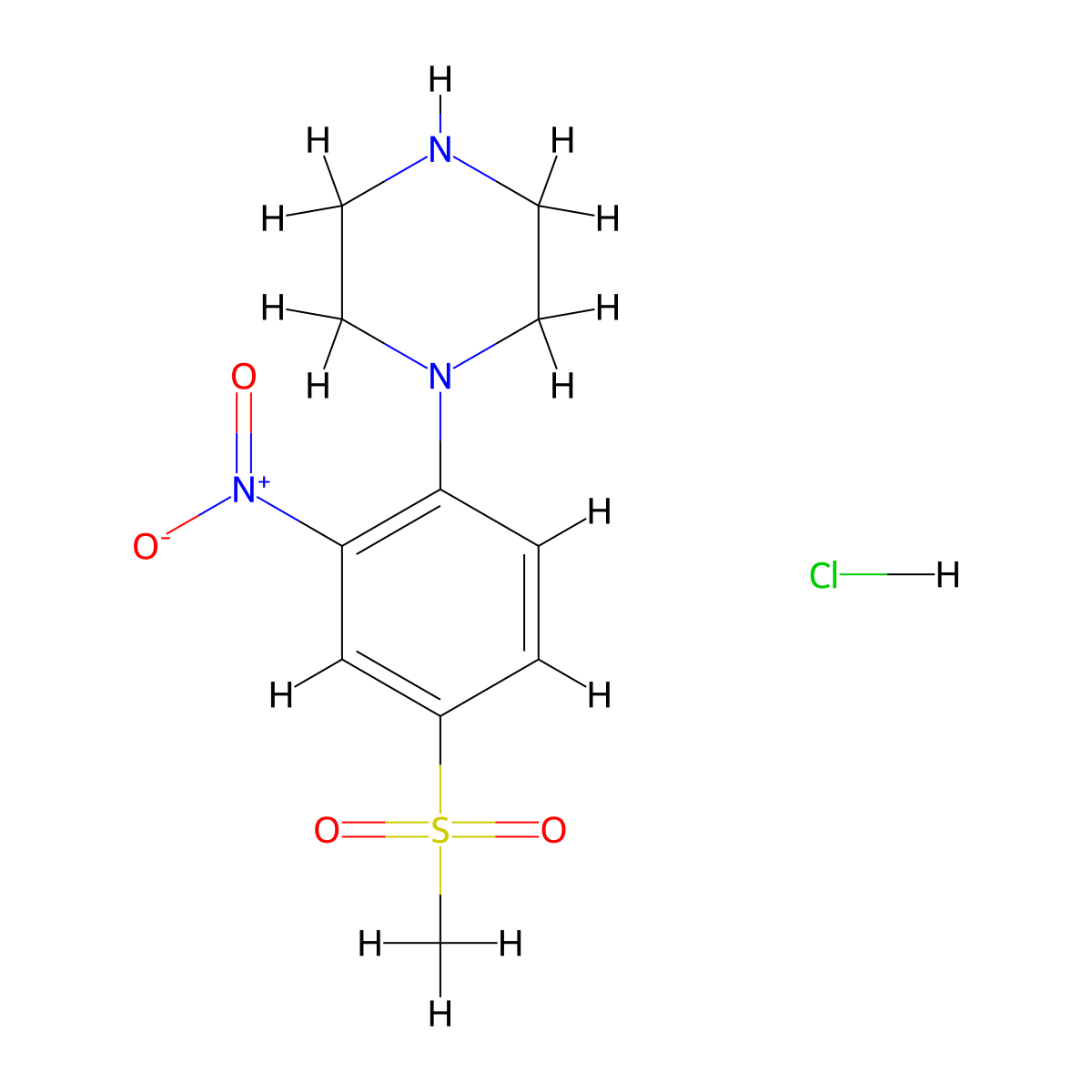 1-(4-Methanesulfonyl-2-nitrophenyl)piperazine hydrochloride molecular structure, CAS 1172263-55-6