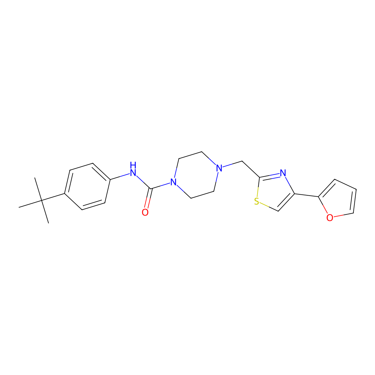 N-(4-(tert-butyl)phenyl)-4-((4-(furan-2-yl)thiazol-2-yl)methyl)piperazine-1-carboxamide molecular structure, CAS 1172263-57-8