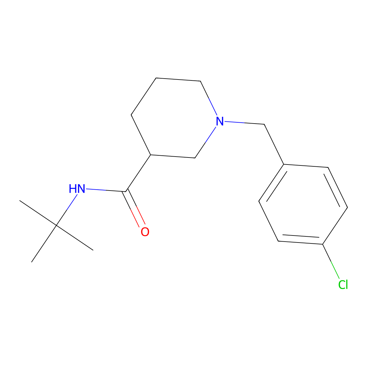 N-tert-butyl-1-[(4-chlorophenyl)methyl]piperidine-3-carboxamide molecular structure, CAS 1172265-15-4