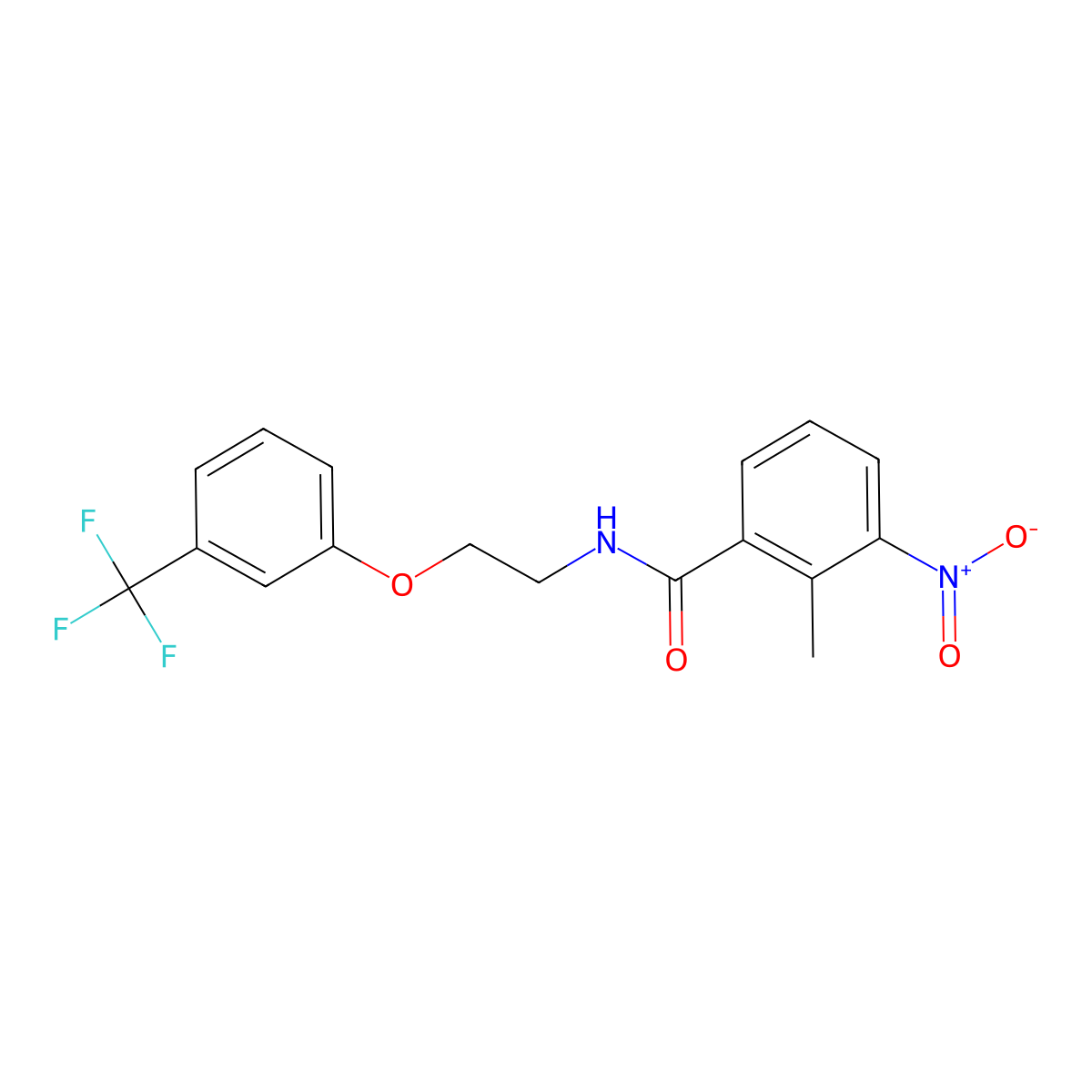 2-methyl-3-nitro-N-{2-[3-(trifluoromethyl)phenoxy]ethyl}benzamide molecular structure, CAS 1172265-29-0