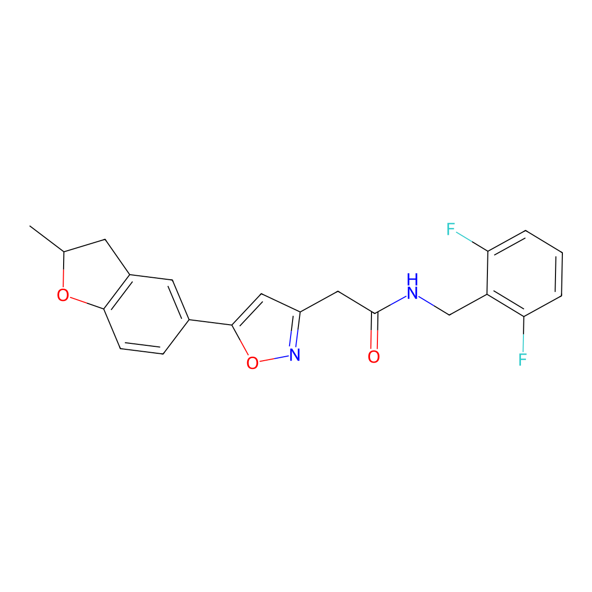 N-(2,6-difluorobenzyl)-2-(5-(2-methyl-2,3-dihydrobenzofuran-5-yl)isoxazol-3-yl)acetamide molecular structure, CAS 1172265-71-2