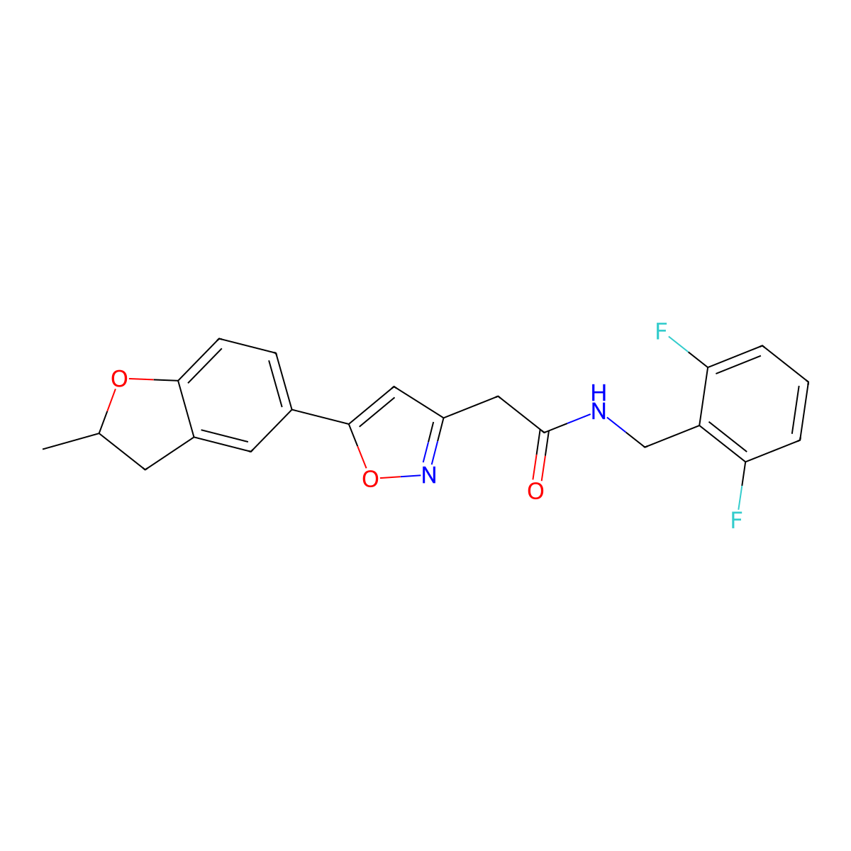 N-(2,6-difluorobenzyl)-2-(5-(2-methyl-2,3-dihydrobenzofuran-5-yl)isoxazol-3-yl)acetamide molecular structure, CAS 1172265-71-2
